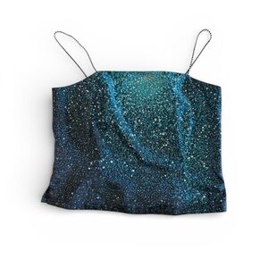 VERA CRISTINA Silk Blue and Black Speckled Camisole | Size M